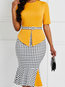 Western Mermaid Color Block Patchwork Work Dresses (Style V201515)