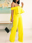 Maxi Slim Western Plain Cascading Ruffle Jumpsuit (Style V201520)