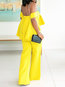 Maxi Slim Western Plain Cascading Ruffle Jumpsuit (Style V201520)