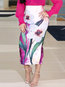 Mid-Calf Bodycon Fashion Polyester Floral Skirt (Style V201523)