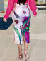 Mid-Calf Bodycon Fashion Polyester Floral Skirt (Style V201523)