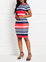 Western Bodycon Round Neck Striped Patchwork Knee Length Dresses (Style V201532)