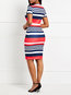 Western Bodycon Round Neck Striped Patchwork Knee Length Dresses (Style V201532)
