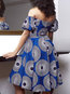 Western Off The Shoulder Geometric Print Satin Midi Dresses (Style V201541)