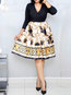 Western Expansion V-neck Color Block Patchwork Knee Length Dresses (Style V201542)