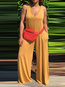 Maxi Loose Casual Plain Polyester Jumpsuit (Style V201559)