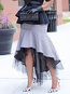 Maxi Asymmetrical Patchwork Cotton Blends Houndstooth Skirt (Style V201566)