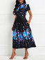 Western A-line Floral Print Floral Dresses (Style V201568)