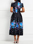 Western A-line Floral Print Floral Dresses (Style V201568)