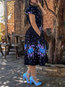 Western A-line Floral Print Floral Dresses (Style V201568)