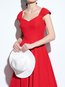 A-line Plain Backless Cotton Midi Dresses (Style V201585)