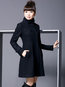 Hooded Midi Slim Elegant Plain Coat (Style V201588)