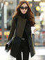 Stand Collar Midi Slim Office Wool Blends Coat (Style V201590)