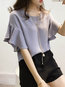 Round Neck Standard Loose Ladylike Plain Blouse (Style V201621)