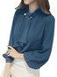 Standard Straight Office Plain Polyester Blouse (Style V201622)