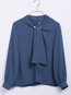 Standard Straight Office Plain Polyester Blouse (Style V201622)