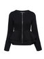 Round Neck Standard Casual Plain Cascading Ruffle Jacket (Style V201626)