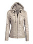 Hooded Long Western Plain PU Leather Jacket (Style V201643)