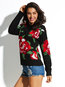 Round Neck Straight Plants Knitted Pattern Sweater (Style V201644)