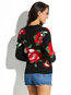Round Neck Straight Plants Knitted Pattern Sweater (Style V201644)