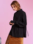 Stand Collar Standard Date Night Plain Cotton Blouse (Style V201677)