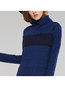 Turtleneck Midi Slim Elegant Patchwork Sweater (Style V201684)