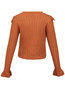 V-neck Short Plain Acrylic Patchwork Sweater (Style V201692)