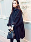 Shawl Collar Long Elegant Plain Pockets Coat (Style V201707)