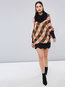 Cowl Neck Loose Ladylike Color Block Cotton Blends Sweater (Style V201716)