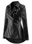 Shawl Collar Long Elegant PU Leather Asymmetrical Coat (Style V201735)