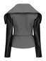 Shawl Collar Slim Color Block PU Leather Asymmetrical Jacket (Style V201745)