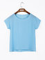 Round Neck Short Slim Plain Chiffon Blouse (Style V201747)