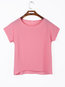 Round Neck Short Slim Plain Chiffon Blouse (Style V201747)