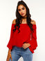 Off The Shoulder Short Date Night Plain Cotton T Shirt (Style V201759)
