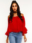 Off The Shoulder Short Date Night Plain Cotton T Shirt (Style V201759)