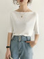 Short Slim Fashion Plain Knitted T Shirt (Style V201786)