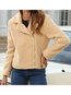 Shawl Collar Fashion Plain Polyester Zipper Jacket (Style V201802)