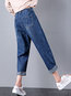 Ankle Length Loose Date Night Button Plain Jeans (Style V201807)