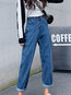 Ankle Length Loose Date Night Button Denim Jeans (Style V201808)