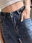 Loose Slow Life Button Denim Plain Jeans (Style V201810)