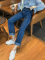 Ankle Length Fashion Belt Denim Plain Jeans (Style V201812)