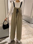 Loose Fashion Strappy Knitted Plain Pants (Style V201818)