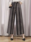 Ankle Length Loose Office Pattern Plaid Pants (Style V201828)