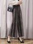 Ankle Length Loose Office Pattern Plaid Pants (Style V201828)