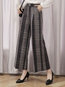 Ankle Length Loose Office Pattern Plaid Pants (Style V201828)