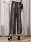 Ankle Length Loose Office Pattern Plaid Pants (Style V201828)