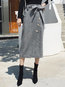 Mid-Calf Loose Elegant Belt Plain Skirt (Style V201839)