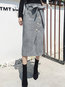 Mid-Calf Loose Elegant Belt Plain Skirt (Style V201839)