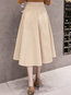 Mid-Calf Elegant Pockets Polyester Plain Skirt (Style V201841)