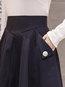 Mid-Calf Elegant Pockets Polyester Plain Skirt (Style V201841)